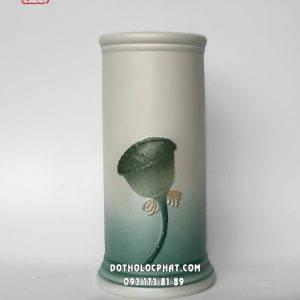 Ống đựng nhang đài sen xanh sứ xanh chuyển màu