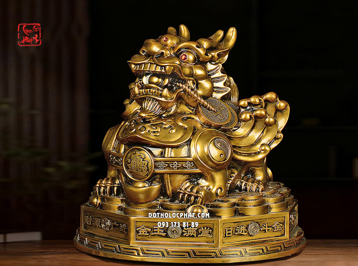 Tỳ Hưu phong thủy ngậm thỏi vàng màu đồng