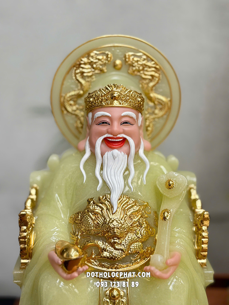 Tượng Thần Tài Thổ Địa Thạch Ngọc Hào Quang Song Long ODTT-125