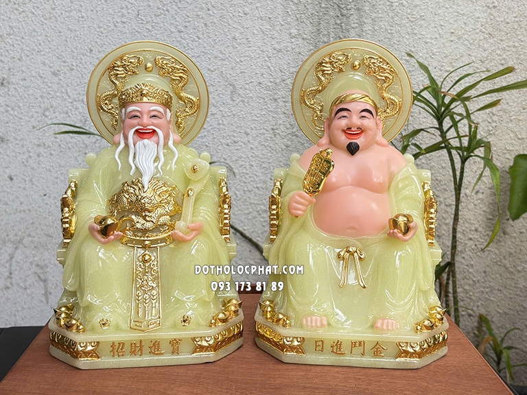Tượng Thần Tài Thổ Địa Thạch Ngọc Hào Quang Song Long ODTT-125