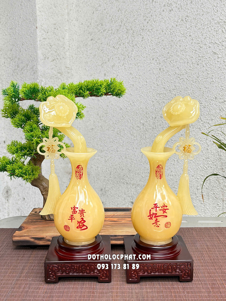 Cặp Lộc Bình Như Ý Phú Quý Bình An Vàng Ngọc LB-023