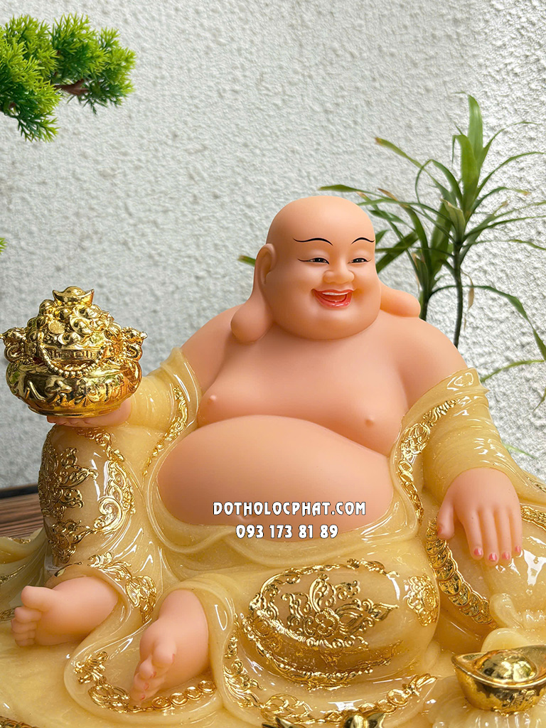 Tượng Phật Di Lặc Thạch Anh Cưỡi Rồng Vàng DLBT-095