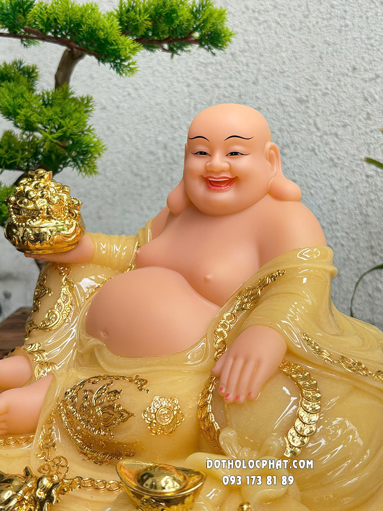 Tượng Phật Di Lặc Thạch Anh Cưỡi Rồng Vàng DLBT-095