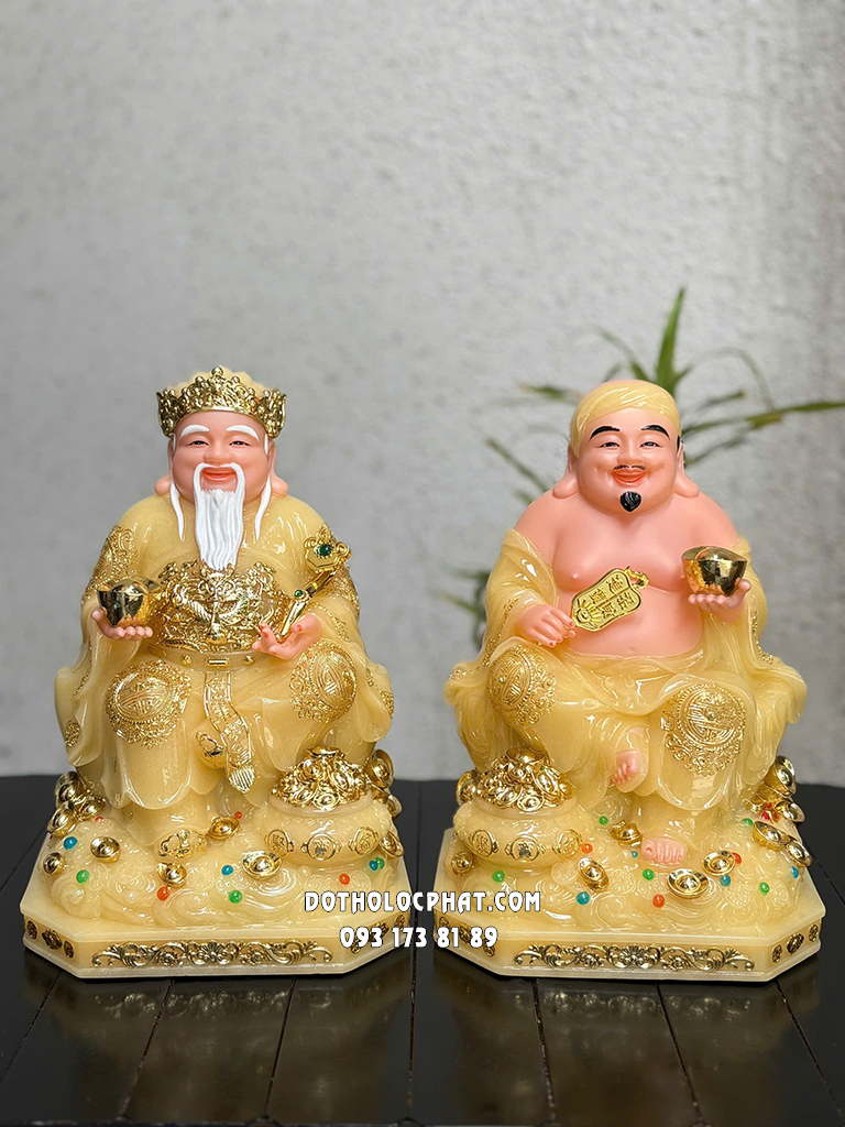 Tượng Thần Tài Thổ Địa Ngồi Chậu Tụ Bảo Vàng Thạch Anh ODTT-128