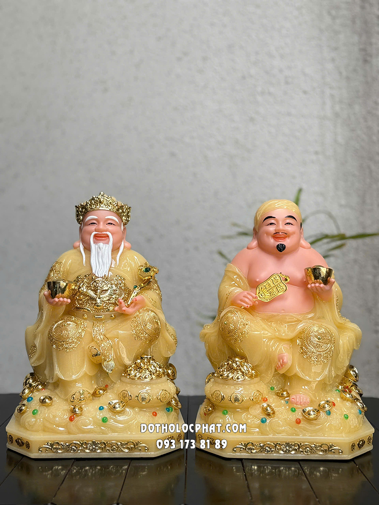 Tượng Thần Tài Thổ Địa Ngồi Chậu Tụ Bảo Vàng Thạch Anh ODTT-128