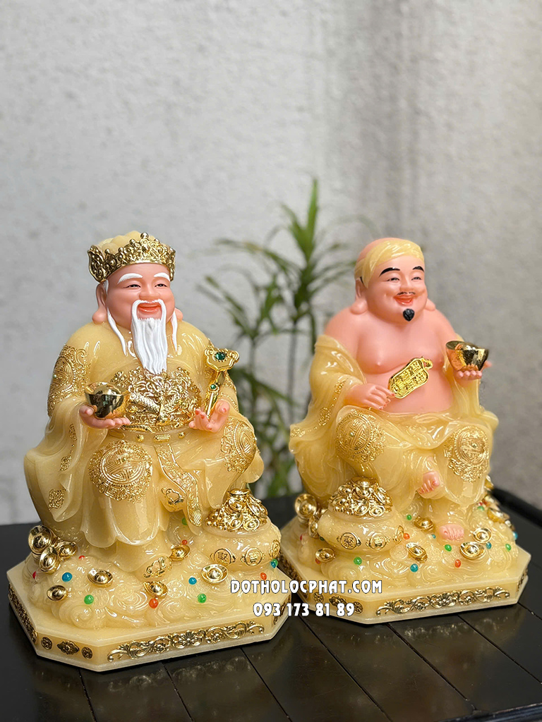 Tượng Thần Tài Thổ Địa Ngồi Chậu Tụ Bảo Vàng Thạch Anh ODTT-128