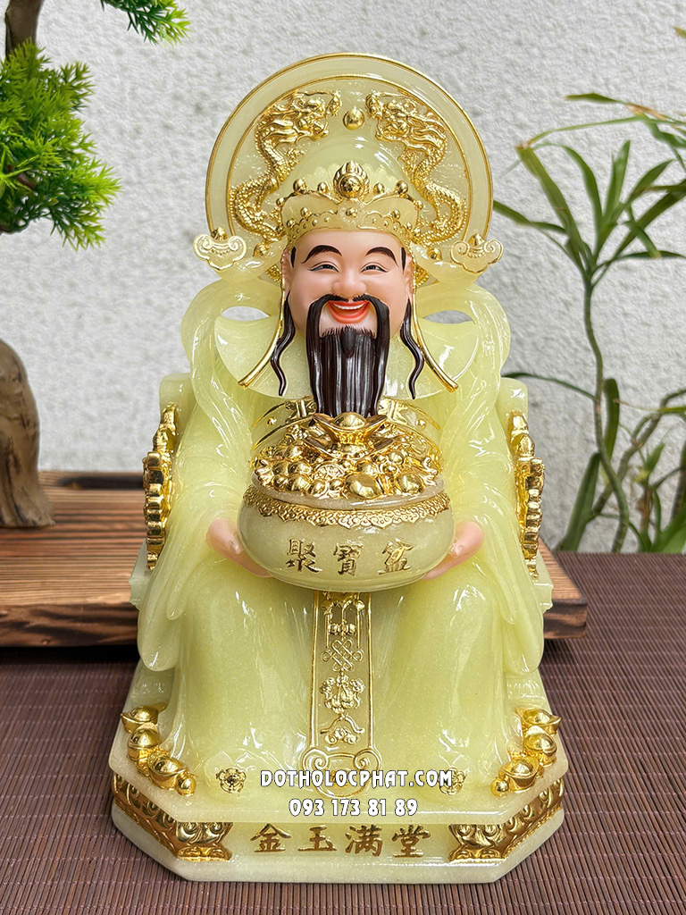 Tượng Thần Tiền Áo Xanh Ngọc Trơn Hào Quang TT-058Tượng Thần Tiền Áo Xanh Ngọc Trơn Hào Quang TT-058