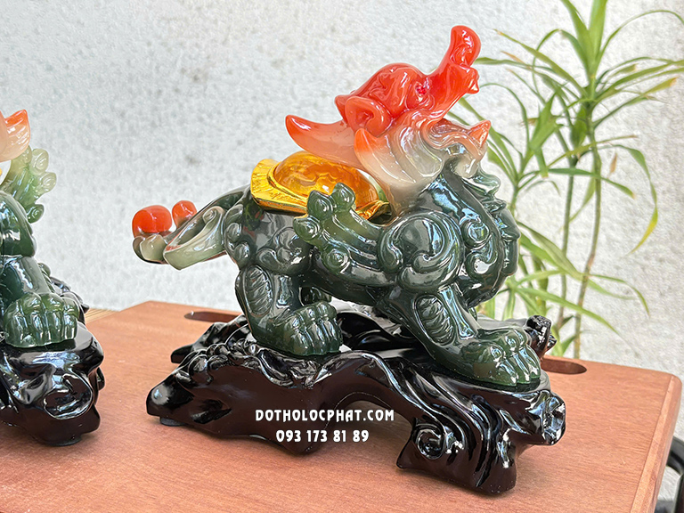 Tỳ Hưu Phong Thủy Xanh Ngọc Vân Đỏ Mai Rùa THPT-037
