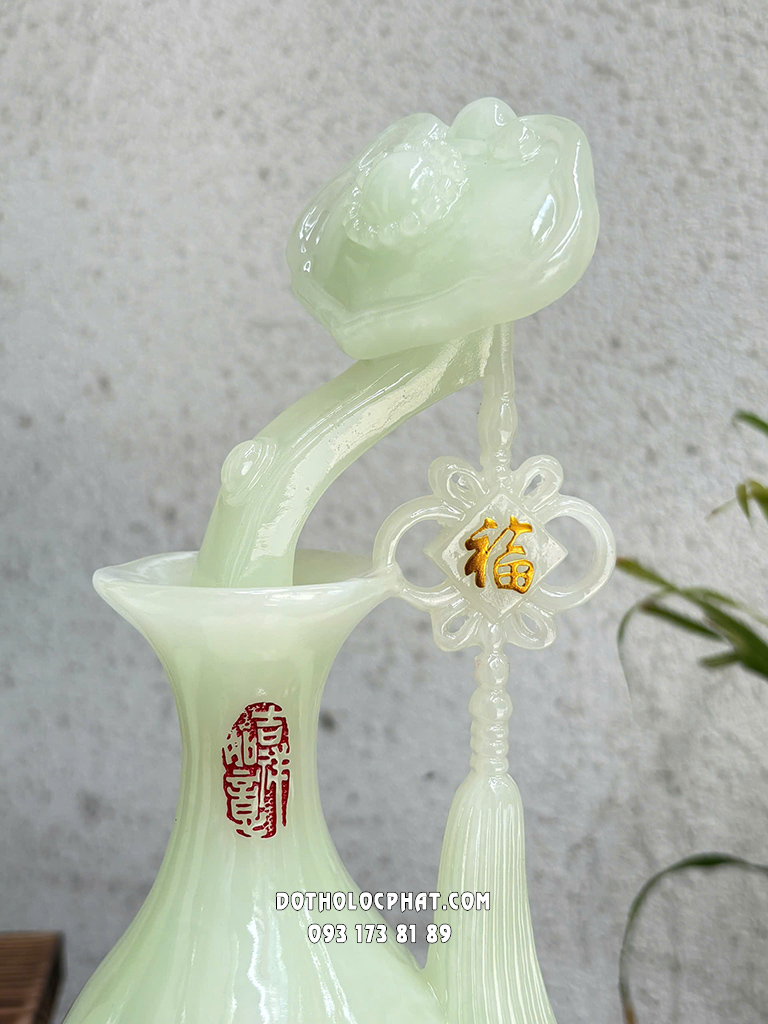 Cặp Lộc Bình Phong Thủy Phú Quý Bình An Xanh Ngọc LB-024