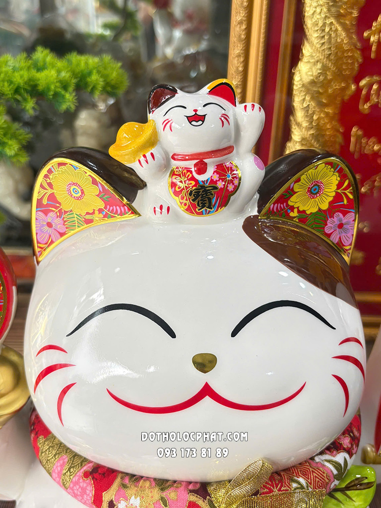 Mèo Thần Tài Hồ Lô Vàng Cầm Đồng Xu MTT-002