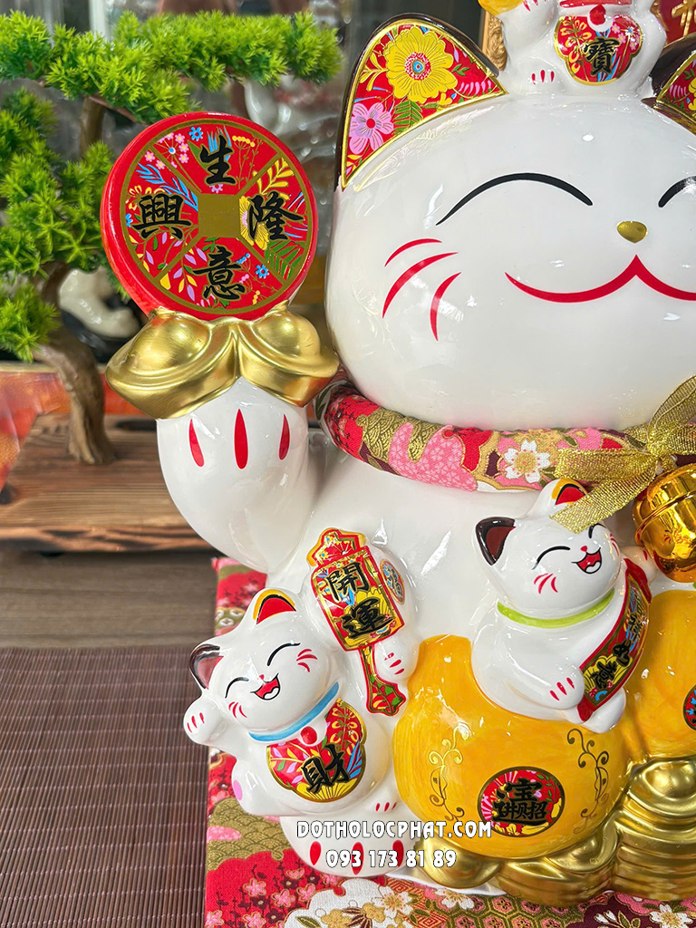 Mèo Thần Tài Hồ Lô Vàng Cầm Đồng Xu MTT-002