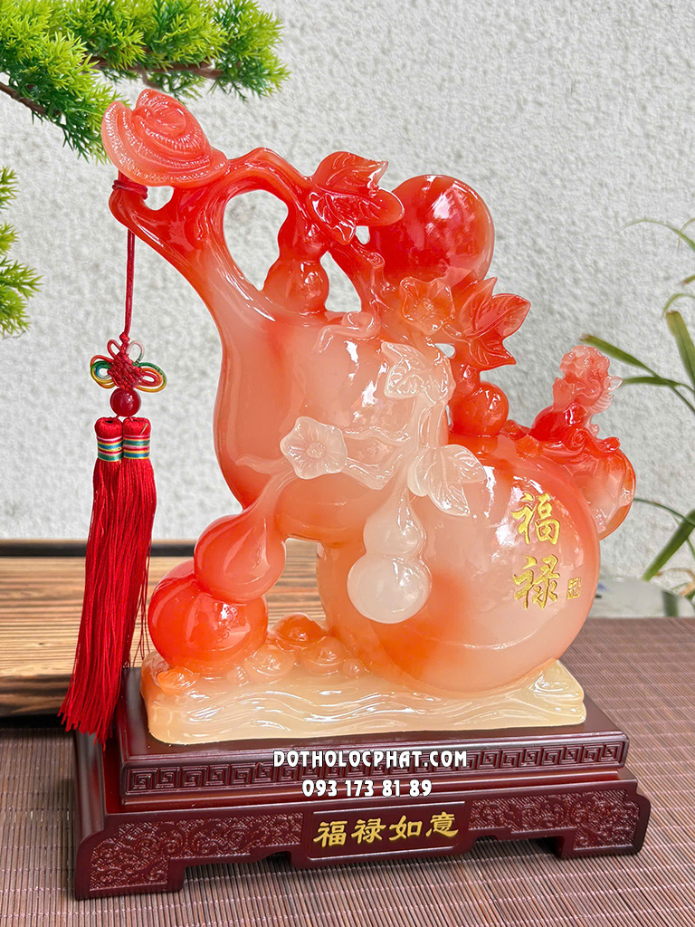 Hồ Lô Phong Thủy Phúc Lộc Sinh Sôi Đỏ Ngọc HLPT-002