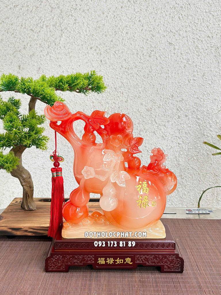 Hồ Lô Phong Thủy Phúc Lộc Sinh Sôi Đỏ Ngọc HLPT-002