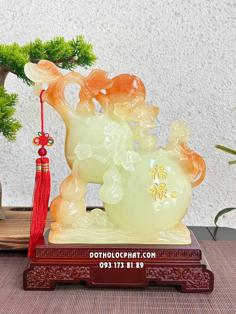 Hồ Lô Phong Thủy Phúc Lộc Sinh Sôi Xanh Ngọc HLPT-001