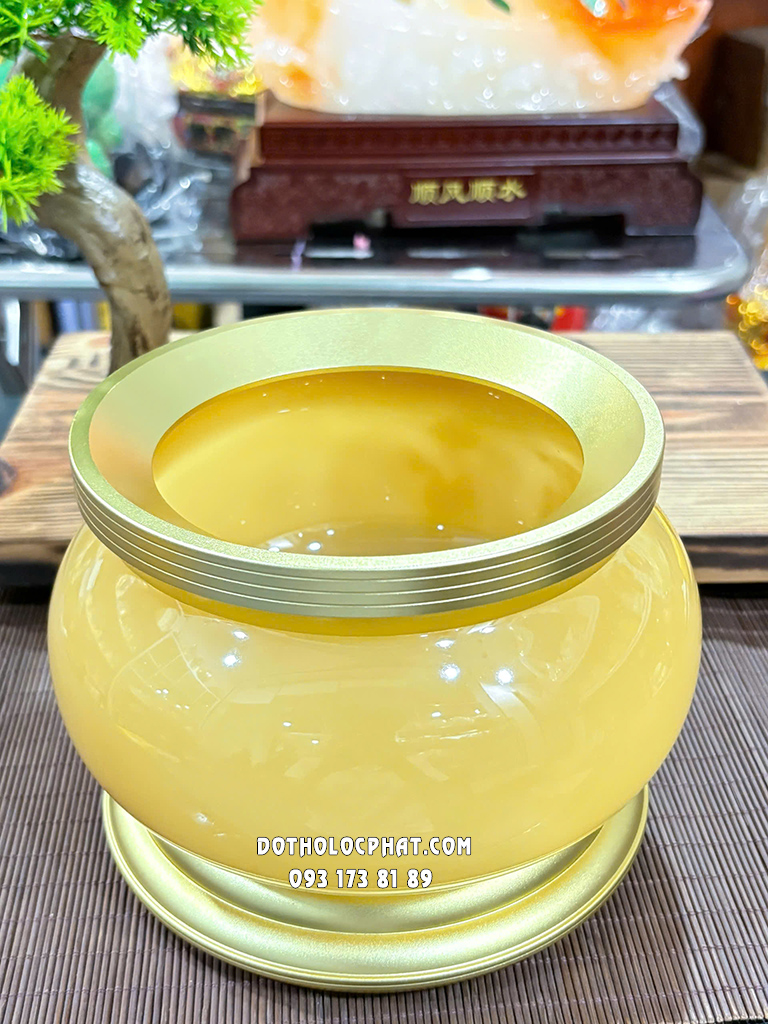 Lư Hương (Bát Nhang) Vàng Thạch Anh Chiêu Tài Tiến Bảo LH-003